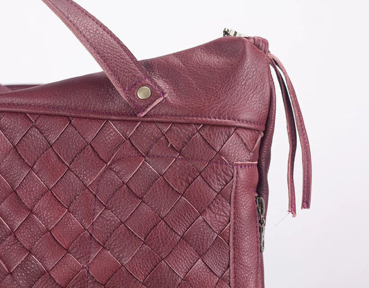 milloo Minos Handwoven Backpack Burgundy Warehouse Deal