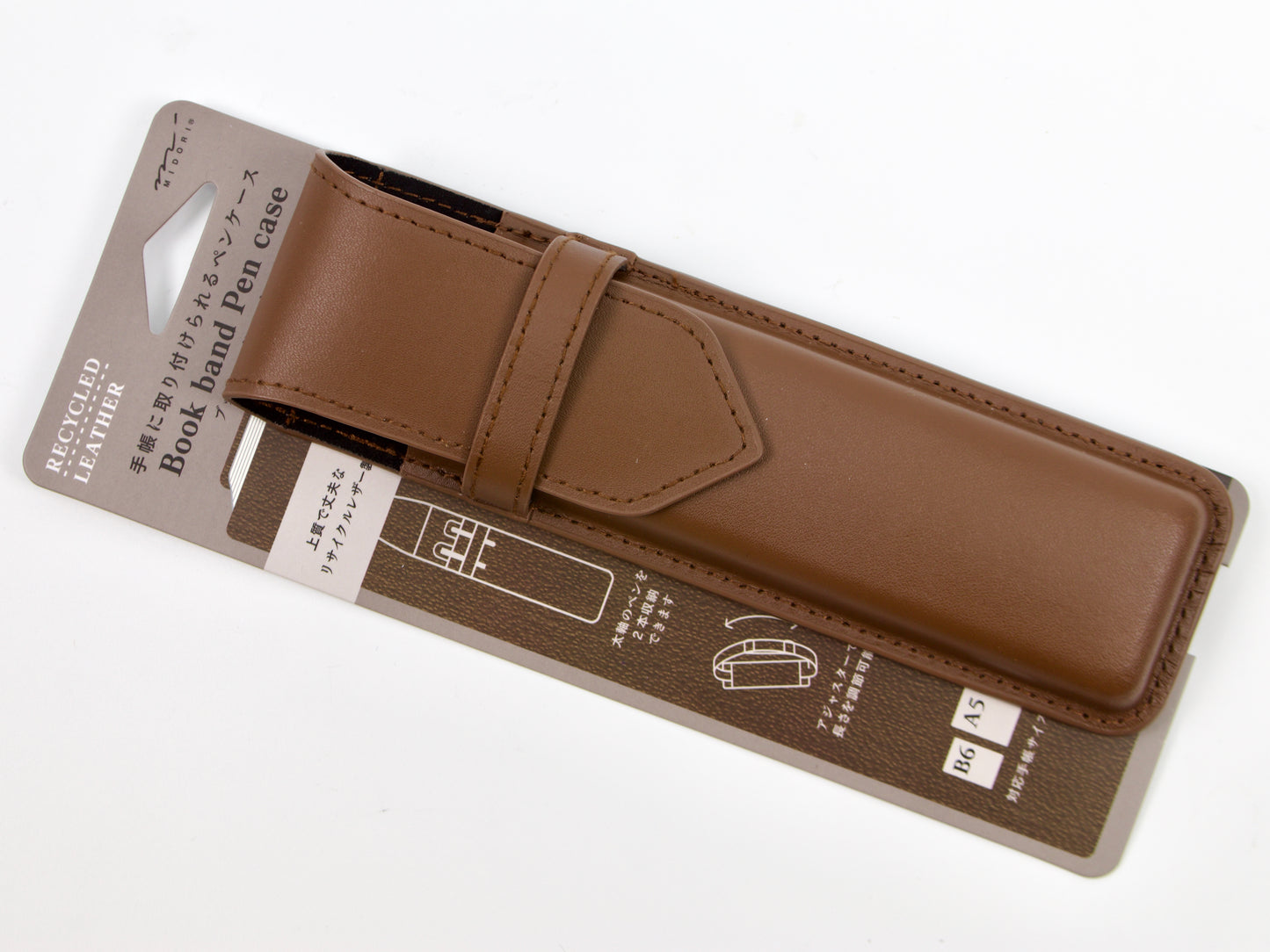 Étui à stylos Midori Book Band en cuir recyclé