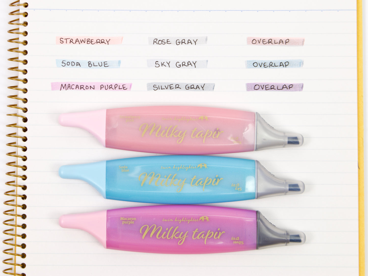 Coffret de 3 surligneurs parfumés Kobaru Milky Tapir