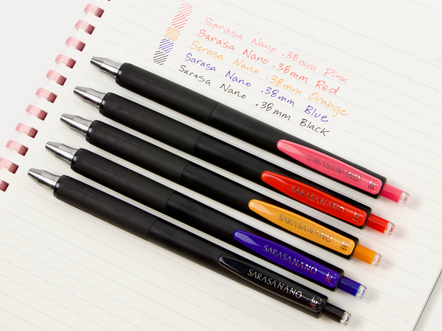 Sarasa Nano .38mm 5 Color Set