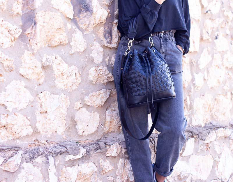 milloo Danae Bucket Bag Sandy Pink Handwoven